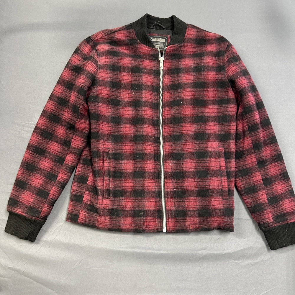Forever 21 Men's lumberjack check wool bomber jacket Medium